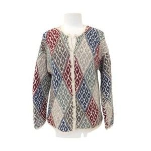 Vintage Robert Scott Womens Cardigan Sweater Medium Arglye Cotton Silk Wool